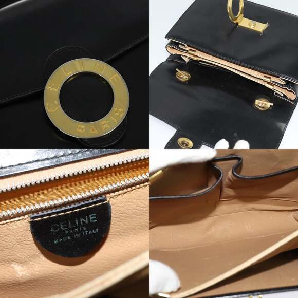 CELINE Hand Bag Leather Black Gold - Picture 11 of 12